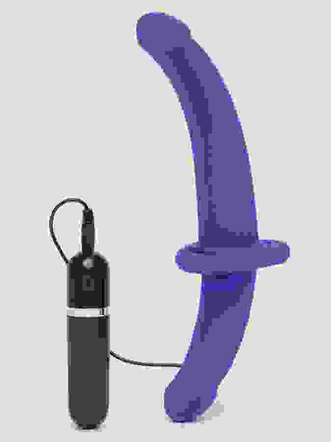 Lovehoney Double Duty Vibrating Double-Ended Strap-On Dildo, Purple, hi-res